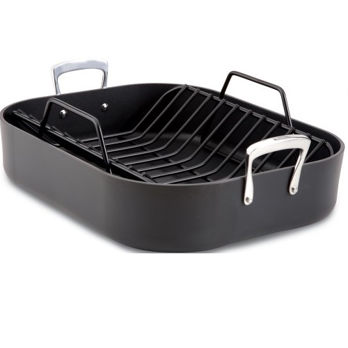 All-Clad E8759964 Hard Anodized 16-Inch x 13-Inch Large Roasting Pan with Nonstick Rack / Cookware, Black, only $79.99, free shipping