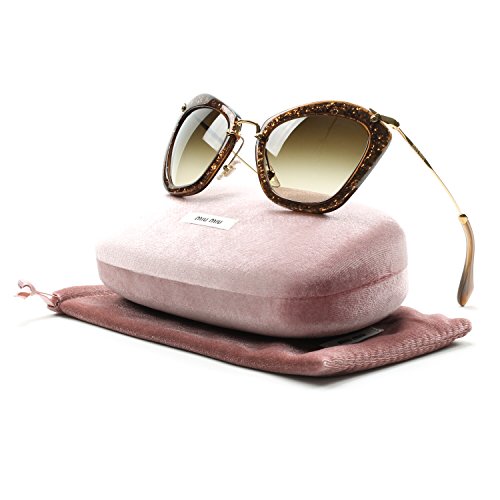 Miu Miu Womens Sunglasses SMU 10N Glitter Brown & Gold / Brown Gradient 55 MM  $219.00 (47%off) & FREE Shipping