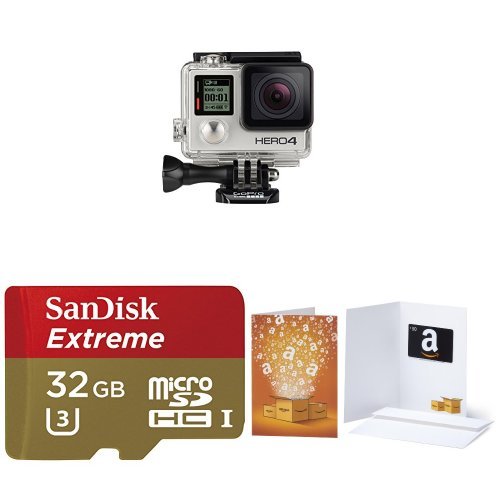  GoPro HERO4银色运动摄影机，原价$489.98，现仅售$399.99，免运费。送32GB内存卡和$50 Amazon购物卡
