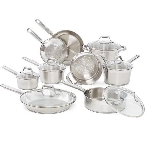 T-fal C771SF Elegance Stainless Steel Dishwasher Safe PFOA Free Cookware Set, 15-Piece, Silver, only $113.99  free shipping after clipping coupon 