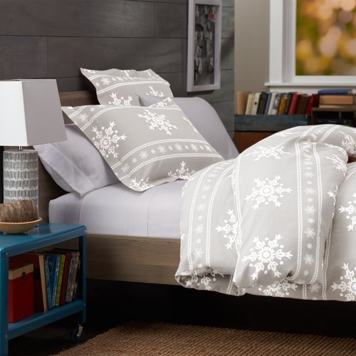 Pinzon 160-Gram Printed 100-Percent Cotton Flannel Duvet Cover, Full/Queen, Snowflake Grey  $36.99 & FREE Shipping