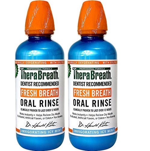 TheraBreath Gluten-Free Fresh Breath Oral Rinse, Icy Mint, 16 Ounce Bottle (Pack of 2), only $12.29 free shipping after using SS