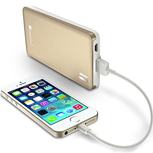 GreatShield PowerSleek 7000mAh Power Bank Charger [Slim] Portable External Battery Pack for Samsung, Apple, Motorola, HTC, LG, Cell Phone & Tablets (2.1A USB Output - Metal Fireproof Casing) - Champagne Gold $27.99 (49%off)