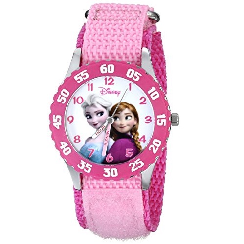 Disney Kids' W000970 Frozen Anna Snow Queen Stainless Steel Watch with Pink Nylon Band, only $9.27