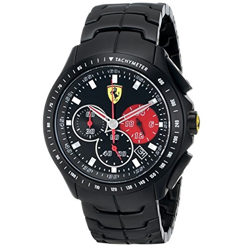 帥！史低價！Ferrari 法拉利 0830084 男士賽車三眼式石英手錶，原價$425.00，現使用折扣碼后僅售$143.20，免運費