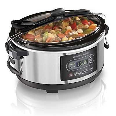 Hamilton Beach 33957 Programmable Stay or Go Slow Cooker, 5-Quart, Silver, only $29.88