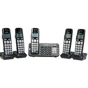 Newegg店：Panasonic松下KXTGE245B 一拖四無繩電話系統，原價$139.95，現使用折扣碼后僅售$79.99，免運費