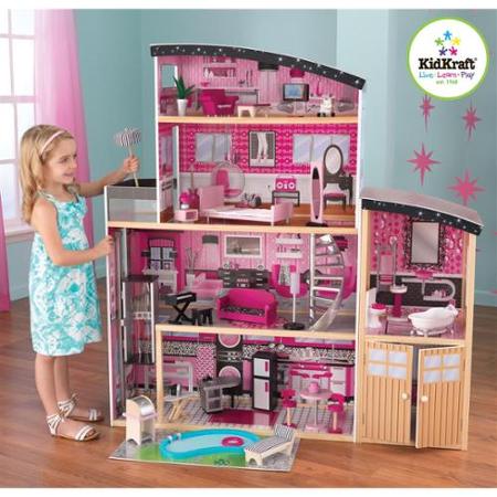 Walmart店：KidKraft Sparkle 大型多层式设计玩具屋，带家具，现仅售$153.99，免运费