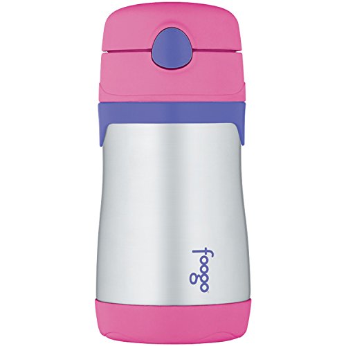 THERMOS FOOGO Vacuum Insulated Stainless Steel 10-Ounce Straw Bottle, Pink/Purple 10 Ounce, only $10.55