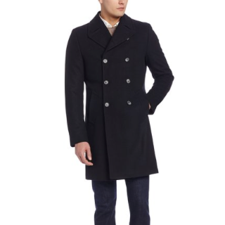 Kenneth Cole New York Egan 39 Inch Double Breasted 8-Button Coat 男款羊毛大衣，原价$350.00，现仅售$62.52，免运费