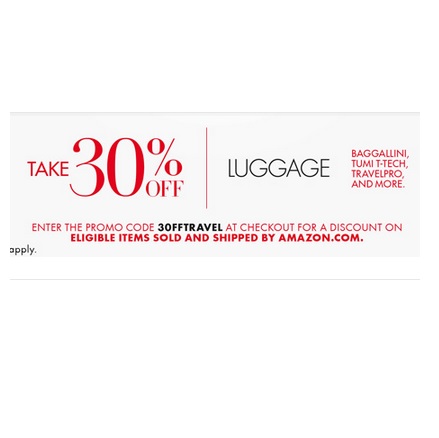 Additional 30% off on select bags, suitcases