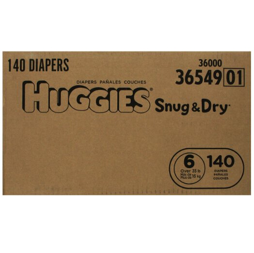 史低價！Huggies好奇乾爽舒適紙尿褲經濟加大裝，6號，140片，原價$56.74，現只需$34.41免運費