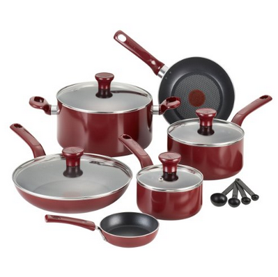 T-fal C912SE Excite Nonstick Thermo-Spot Dishwasher Safe Oven Safe PFOA Free Cookware Set, 14-Piece, Red $49.99 FREE Shipping