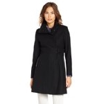 Via Spiga Women's Funnel Neck Wool Coat with Leather Trim $70 FREE Shipping