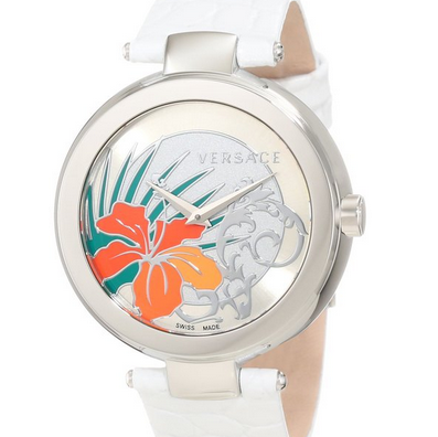 Versace Women's I9Q99D1HI S001 Mystique Stainless Steel white Leather Silver Sunray Dial Watch  $279.00(80%off)