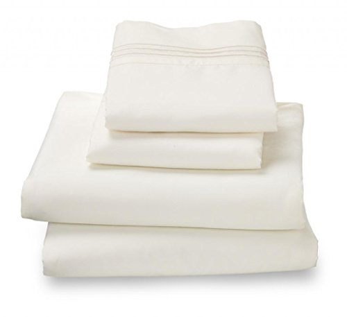 California King Cream Amadora Double Brushed Ultra Microfiber Luxury Bed Sheet Set,$39.99 & FREE Shipping