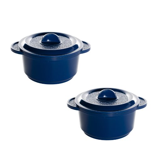 Amazon-Only $14.99 Nordic Ware Pro Cast Traditions Enameled Mini Cocotte Pan with Cover, Set of 2, 12-Ounce, Midnight Blue