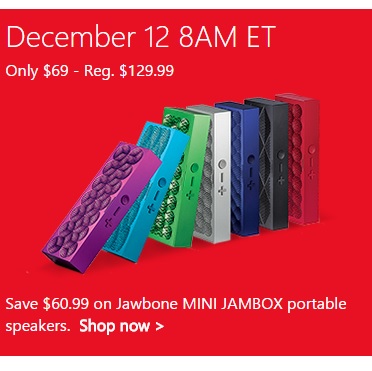 Microsoft Store：速搶！Jawbone MINI攜帶型迷你藍牙無線音箱，原價$179.99，現僅售$79.99，免運費