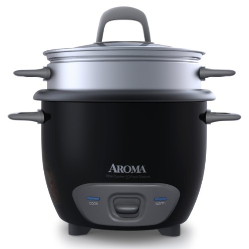 Aroma 6-Cup (Cooked) Pot Style Rice Cooker and Food Steamer, Black, only $14.90