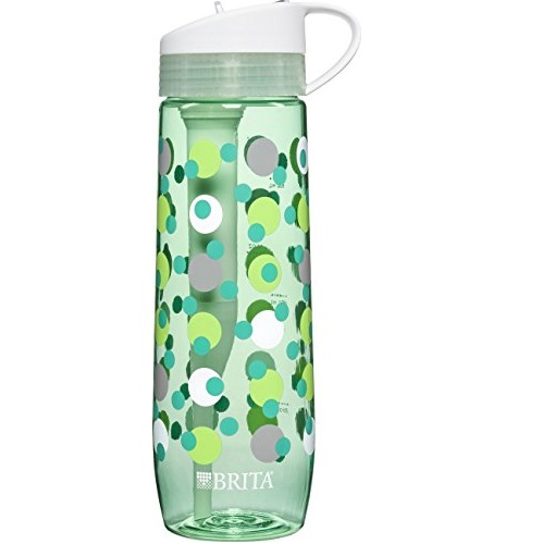 Brita Hard Sided Water Filter Bottle, Mint Polka Dot, 23.7 Ounces, only   $10.96, free shipping after clipping coupon and using Subscribe and Save service