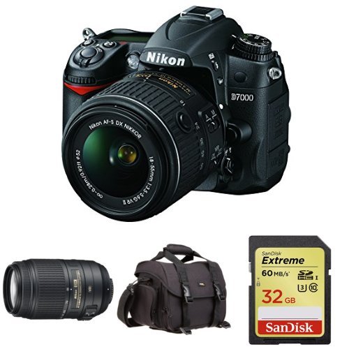 比黑五还黑！Nikon尼康D7000 单反相机+18-55mm镜头+55-300mm镜头+摄影包及存储卡套装，原价$1,411.31，现仅售$699.95，免运费 