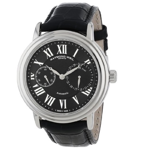 Raymond Weil Men's 2846-STC-00209 Maestro Stainless Steel Automatic Watch With Black Faux-Leather Band , only $794.87, free shipping