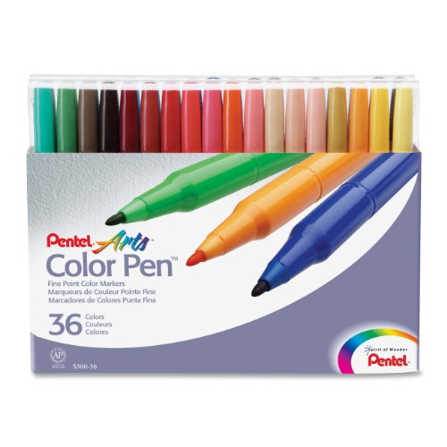 Pentel Color Pen, Set of 36, Assorted (S360-36), only $10.61