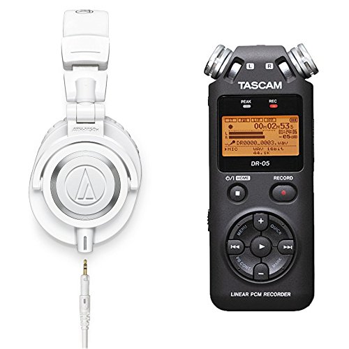 Audio-Technica ATH-M50xWH Professional Monitor Headphones Bundle With Tascam DR-05 Portable Digital Recorder,only $169.00, free shipping