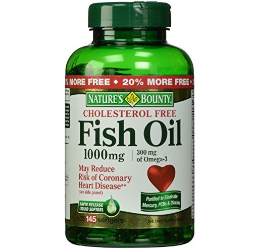 Nature's Bounty Fish Oil 1000 Mg. Cholesterol Free Omega-3 Softgels, 145-Count, only  $2.47, free shipping after clipping coupon and using Subscribe and Save service
