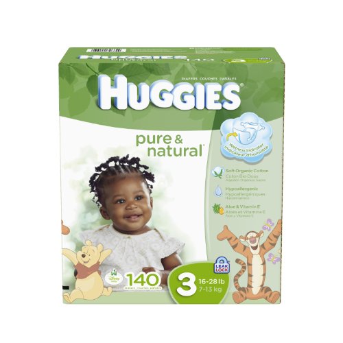 Huggies Pure and Natural Diapers, Size 3, 140 Count, only $30.67, free shipping after clipping coupon and using Subscribe and Save service
