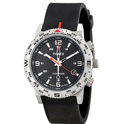 Timex Men's T2P285 Intelligent Quartz Adventure Series Compass Black Silicone Strap Watch,only $46.00, free shipping after  using coupon code 