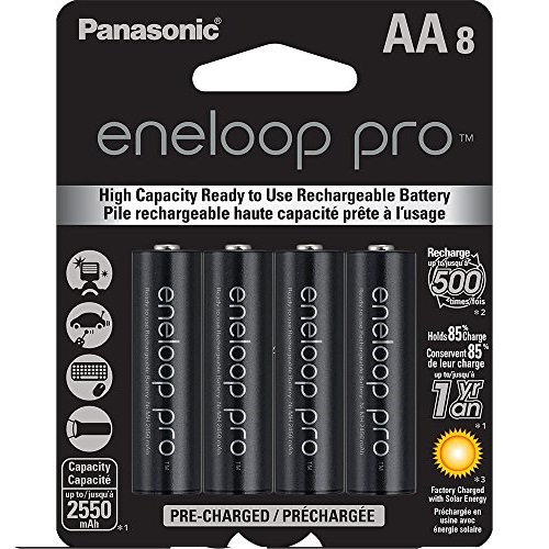 Panasonic BK-3HCCA8BA Eneloop Pro AA High Capacity Ni-MH Pre-Charged Rechargeable Batteries, 8-Pack, only $21.73