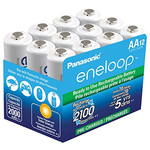 Panasonic BK-3MCCA12SA eneloop AA New 2100 Cycle Ni-MH Pre-Charged Rechargeable Batteries, 12 Pack, only $29.99 
