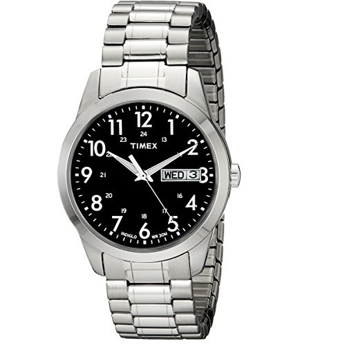 史低价！Timex天美时男士T2M932  银色手表，原价$57.95，现仅售$27.00