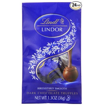  Lindt LINDOR Dark Chocolate Truffles Mini Bag, 1.3 Ounce (Pack of 24) for $19.34