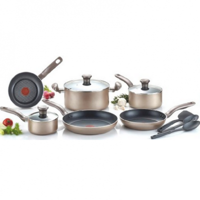 T-fal C067SC Metallics Nonstick Thermo-Spot Heat Indicator Cookware Set, 12-Piece, Bronze, only $55.99, free shipping