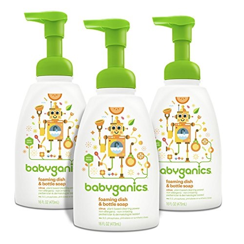 Babyganics Foaming Dish & Bottle Soap, Pump Bottle, Citrus, 16oz, 3 Pack, Packaging May Vary, only 10.68
