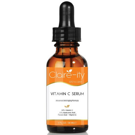 Claire-ity 25% Vitamin C Serum with Hyaluronic Acid and Vitamin E, Organic Topical Anti-Aging Moisturizing Facial Serum for Face, Neck & Décolleté(1 fl. oz) $11.69