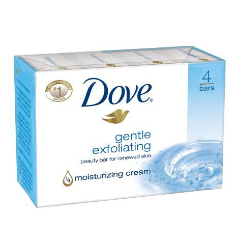 Dove Beauty Bar, Gentle Exfoliating 4 Ounces, 8 Bar,$6.42 if you choose “Subscribe and Save”
