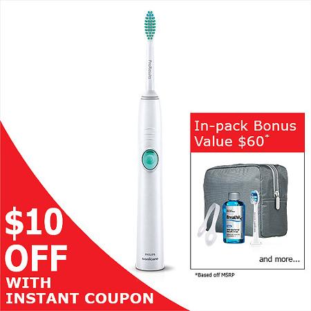 Philips Sonicare EasyClean Rechargeable Toothbrush with Bonus, 5 pc, only $34.98