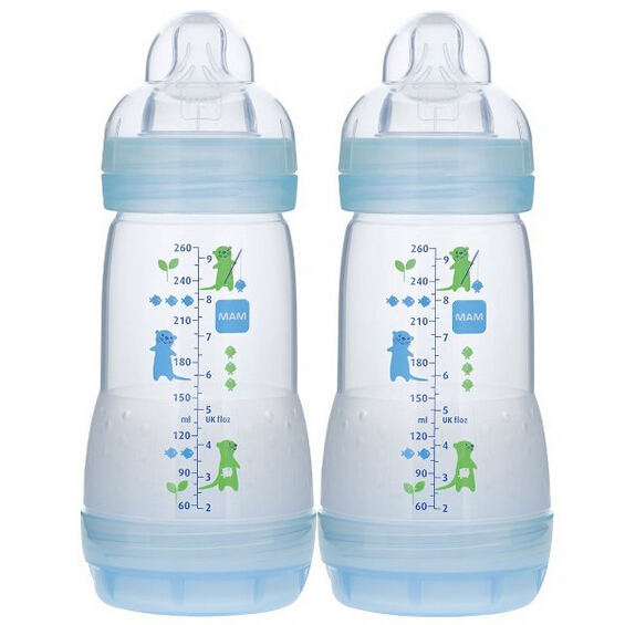 Amazon-Only $12.20 MAM Anti-Colic Bottle, Blue, 9 Ounce, 2-Count