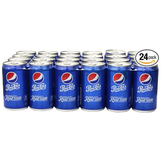 Amazon-Only $8 Pepsi Made with Real Sugar, 7.5 Fl Oz Mini Cans, 24 Pack