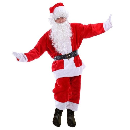 法兰绒圣诞老人服装+免费圣诞老人假发和胡子，现使用折扣码后仅售$25.99 