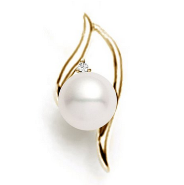 14k Yellow Gold AAA Quality Japanese Akoya Cultured Pearl Diamond Pendant  $110.00(50%off) & FREE Shipping