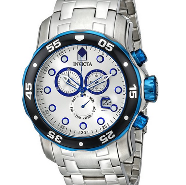 Invicta Men's 80043 Pro Diver Chronograph Silver Dial Stainless Steel Watch  $81.59