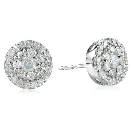 10k White Gold Round-Diamond Cluster Earrings (1/2 cttw, I-J Color, I2-I3 Clarity) ,only $290.02, free shipping