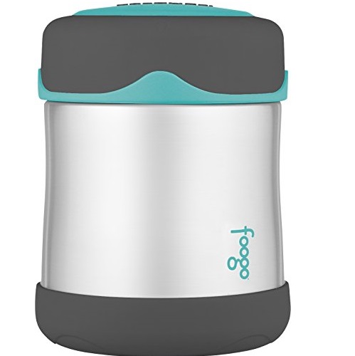 THERMOS FOOGO Vacuum Insulated Stainless Steel 10-Ounce Food Jar, Charcoal/Teal, only$11.15