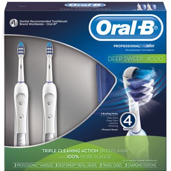 Oral-B深层清洁电动牙刷，两只装，原价$199.99，现仅售$106.87，免运费