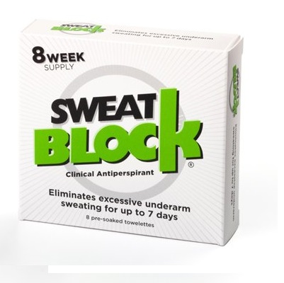 SweatBlock Antiperspirant - Clinical Strength - Reduce sweat up to 7-days per use (8 antiperspirant towelettes)per box, only $16.99, free shipping