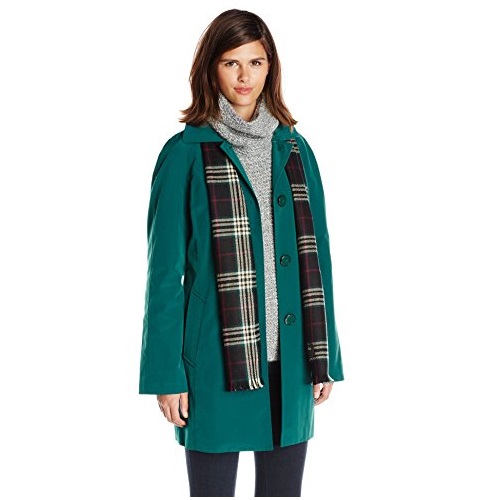London Fog Women's Single-Breasted Coat with Scarf,only $58.01, free shipping